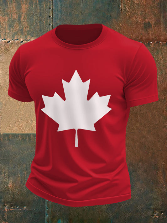 Men's Canadian Maple Leaf Print Casual Tee