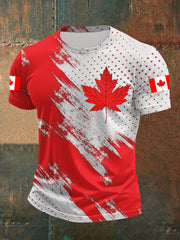 Men's Happy Canada Day Canadian Maple Leaf  Print Casual Top