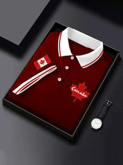 Men's Canadian Flag Maple Leaf Print Casual Top