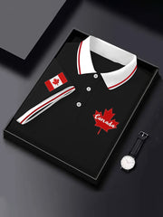 Men's Canadian Flag Maple Leaf Print Casual Top