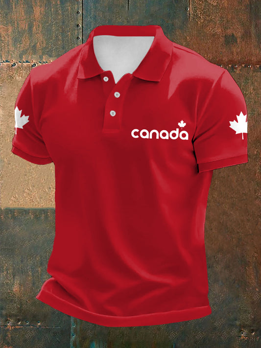 Men's Canadian Maple Leaf Print Casual Top
