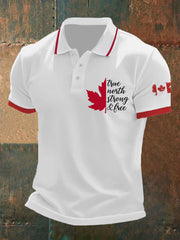 Men's Canada True North Strong And Free Print Button T-Shirt