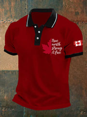 Men's Canada True North Strong And Free Print Button T-Shirt