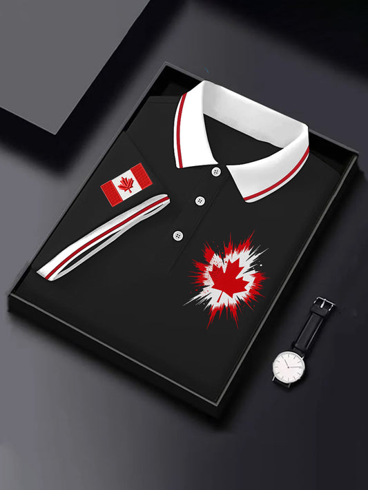 Men's Canadian Flag Maple Leaf Print Casual Top