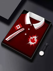 Men's Canadian Flag Maple Leaf Print Casual Top