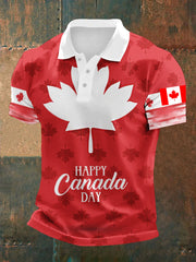 Men's Happy Canada Day Canadian Maple Leaf Print Casual Top