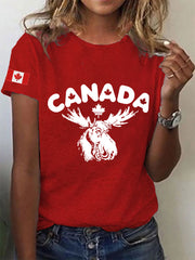 Women's Canadian Moose Print Casual Tee