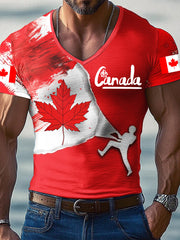 Men's Happy Canada Day Canadian Maple Leaf  Print Casual Top