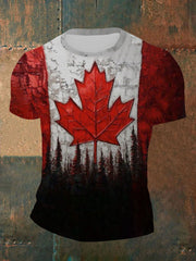 Men's Canadian Maple Leaf Printed Casual T-Shirt