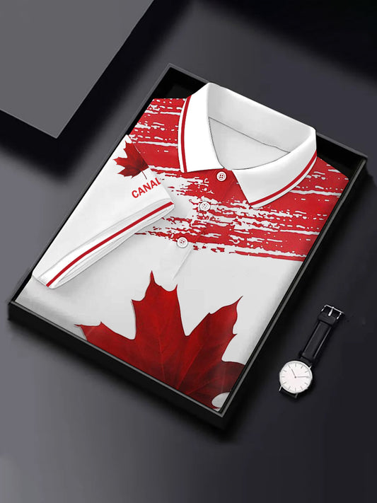 Men's Canadian Maple Leaf Print Casual Top