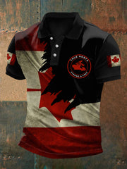 Men's Canada True North Strong And Free Canadian Flag Maple Leaf Print Casual Top
