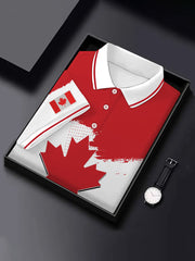 Men's Canadian Maple Leaf Print Casual Top