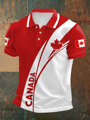 Men's Canadian Flag Maple Leaf Print Casual Top