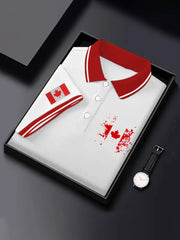 Men's Canadian Flag Maple Leaf Print Casual Top