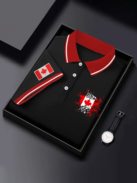 Men's Canadian Flag Maple Leaf Print Casual Top