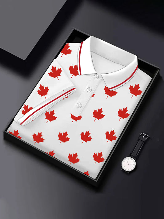Men's Canadian Flag Maple Leaf Print Casual Top