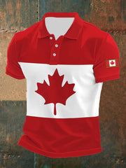 Men's Canadian Flag Maple Leaf Print Casual Short Sleeve Top