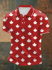Men's Canadian Flag Maple Leaf Print Casual Top