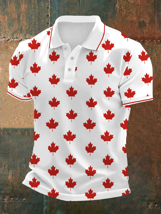 Men's Canadian Flag Maple Leaf Print Casual Top