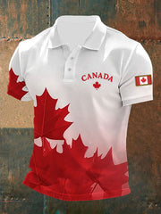Men's Canadian Flag Maple Leaf Print Casual Short Sleeve Top