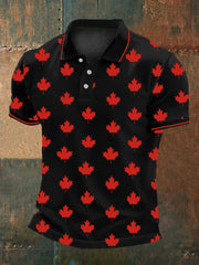 Men's Canadian Flag Maple Leaf Print Casual Top