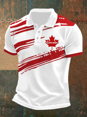 Men's Canadian Flag Maple Leaf Print Casual Short Sleeve Top
