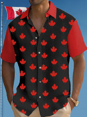 Men's Canadian Maple Leaf Print Casual Short Sleeve Shirt