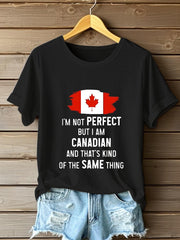 Women's Canadian Flag Maple Leaf Print Casual Short Sleeve T-shirt