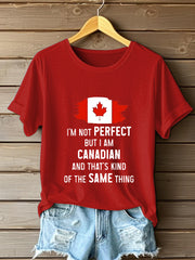 Women's Canadian Flag Maple Leaf Print Casual Short Sleeve T-shirt