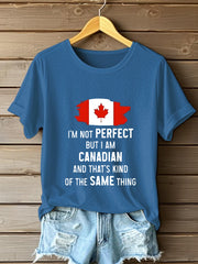 Women's Canadian Flag Maple Leaf Print Casual Short Sleeve T-shirt