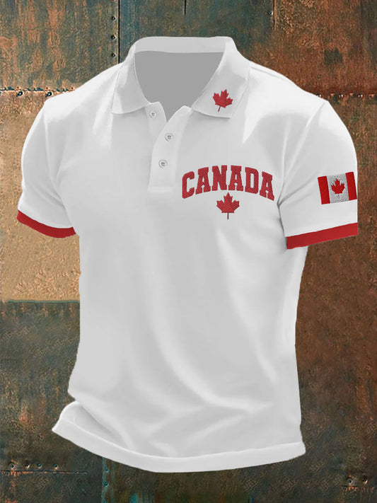Men's Canada Print Button T-Shirt