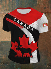 Men's Canadian Maple Leaf Print Casual T-shirt