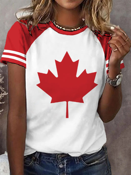 Women's Canadian Maple Leaf Print Casual Tee
