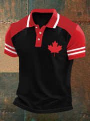 Men's Canadian Maple Leaf Print Casual Top