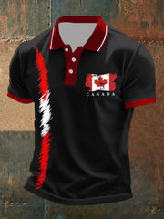 Men's Canada Print Button T-Shirt