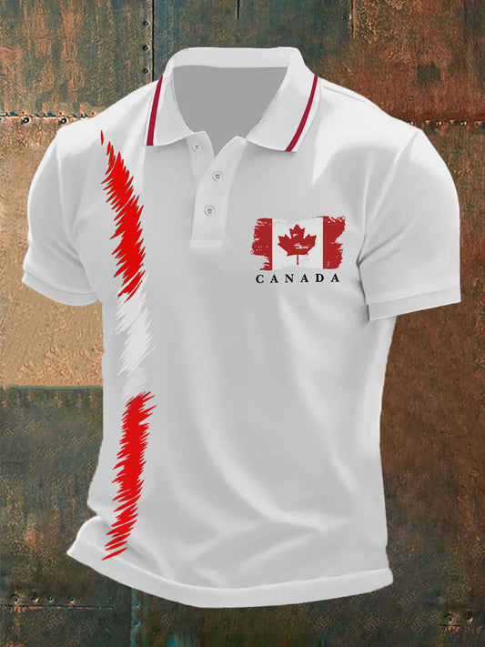 Men's Canada Print Button T-Shirt