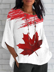 Women's Canadian Maple Leaf Print Casual Shirt