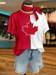 Women's Canadian Maple Leaf Print Casual Tee