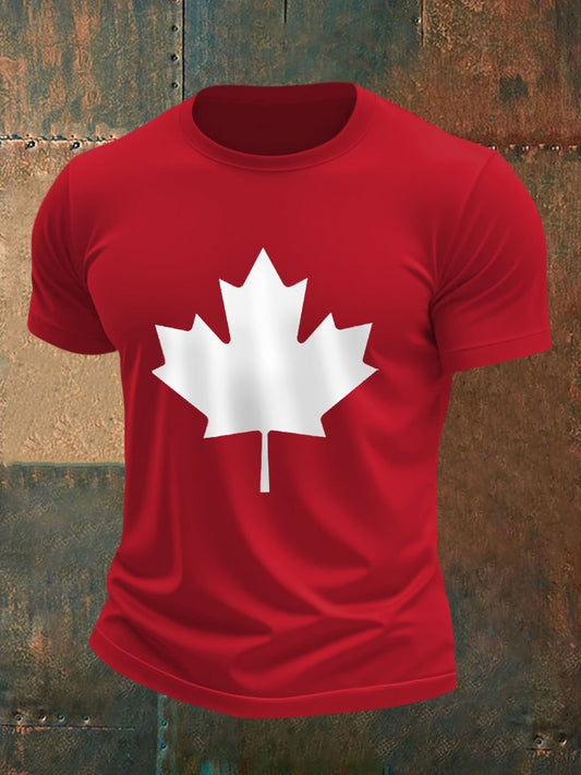 Men's Canadian Maple Leaf Print Casual Tee