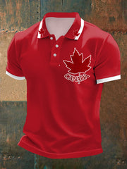 Men's Canadian Maple Leaf Print Casual Top