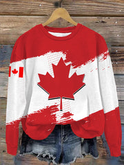 Women's Canadian Maple Leaf Print Casual Sweatshirt