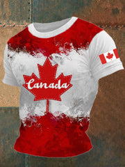 Men's Canada Flag Maple Leaf Short Sleeve T-shirt
