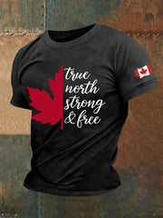 Men's Canada True North Strong And Free Printed Casual T-Shirt