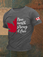 Men's Canada True North Strong And Free Printed Casual T-Shirt