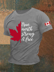 Men's Canada True North Strong And Free Printed Casual T-Shirt