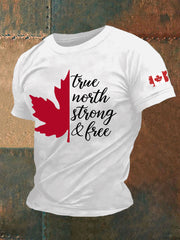 Men's Canada True North Strong And Free Printed Casual T-Shirt