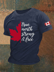 Men's Canada True North Strong And Free Printed Casual T-Shirt