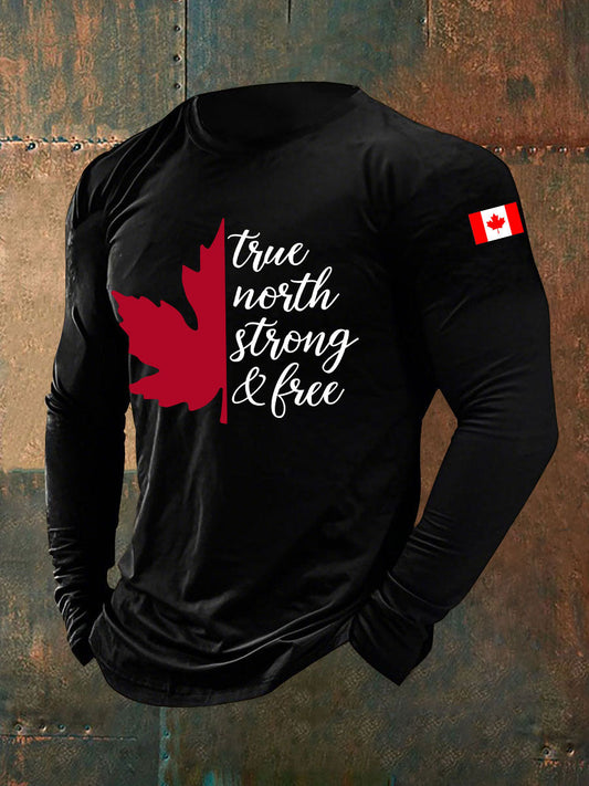 Men's Canada True North Strong And Free Printed Casual T-Shirt