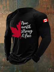 Men's Canada True North Strong And Free Printed Casual T-Shirt