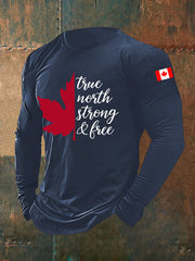 Men's Canada True North Strong And Free Printed Casual T-Shirt